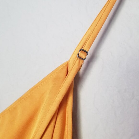 Abercrombie & Fitch Ruched Satin Slip Midi Dress XLP Marigold Dark Yellow $120 - Picture 12 of 16